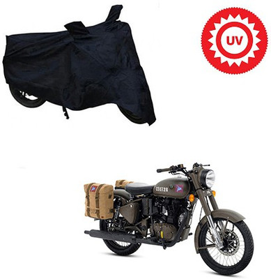 Atulit enterprises Two Wheeler Cover for Royal Enfield(Classic 500, Black)
