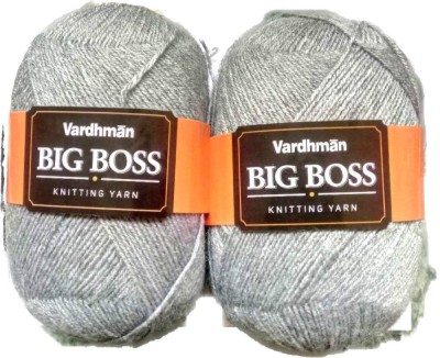 Vardhman Wool BigBoss Wool Soft Fingering Hand Knitting Dyed Light Grey Shade Wool Crochet Hook Yarn (200 g) Shade no.35