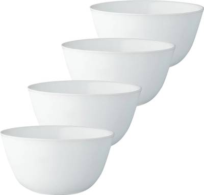 BOROSIL Set of 4 Opal Glass Fruit Serving Bowl Microwave Dishwasher Safe - 500ml Opalware Cereal Bowl  (White, Pack of 4)