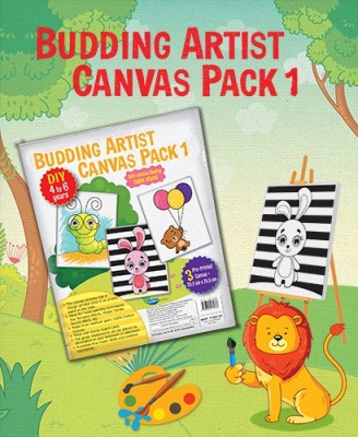 NAVNEET Kids Canvas Cotton Acid Free Board Canvas (Set of 4)(White)