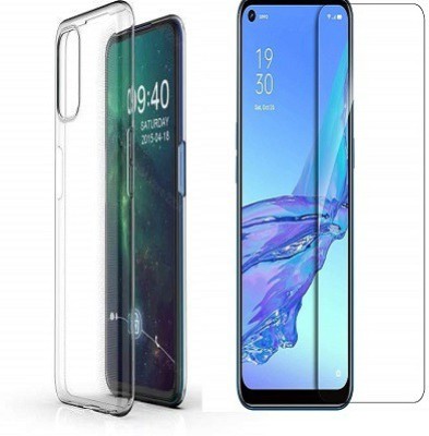 NIMMIKA ENTERPRISES Back Cover for OPPO A92 BACK COVER & TEMPERED GLASS(Transparent, Shock Proof, Pack of: 1)