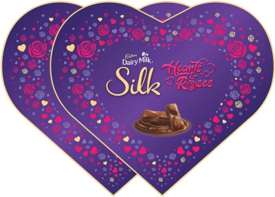 Cadbury Dairy Milk Silk Valentines Heart Shaped Gift Box, 324g (Pack of 2) Bars Bars(2 x 324 g)