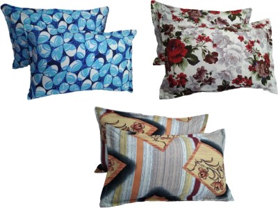 Asar Creations Floral Pillows Cover(Pack of 6, 46 cm*72 cm, Multicolor)