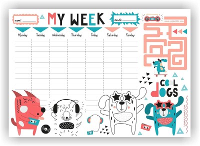 PAPERLLA Writing Pad Activity Planner/Designer My Week Dog Lovers Notepad with Activity and to Do List for Home Office Work B5 Diary RULED 50 Pages(White)