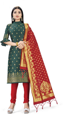 manvaa Silk Blend Self Design Salwar Suit Material