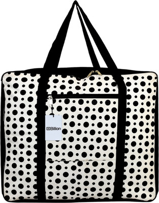 Billion Designer Polka Dots Design Canvas Jumbo Underbed Moisture Proof Storage Bag with Zipper Closure and Handle (Black & White) Billion010418(Black & White)