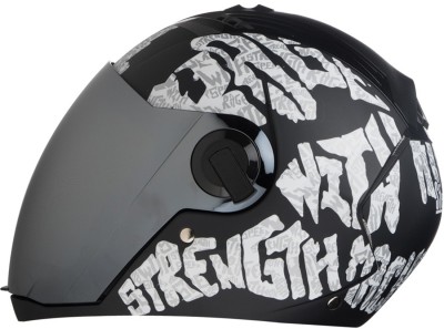 Steelbird Air Strength Full Face Helmet in Matt Finish Motorbike Helmet(Matt Black/White with Chrome Visor)