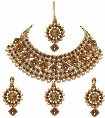 msy Brass Silver Brown Jewellery Set(Pack of 1)