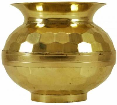 LKPS GoldBrass Gold Puja Kalash |Diamond Shape Lota Brass Kalash