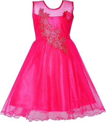 Crazeis Baby Girls Maxi/Full Length Party Dress(Pink, Sleeveless)