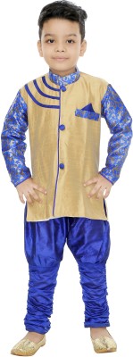 BURBN Boys Festive & Party Sherwani and Churidar Set(Blue Pack of 1)