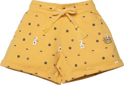 Plum Tree Short For Girls Casual Printed Pure Cotton(Yellow, Pack of 1)