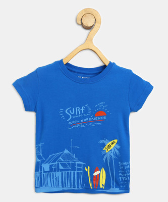 GINI JONY Boys Graphic Print Cotton Blend T ShirtBlue Pack of 1