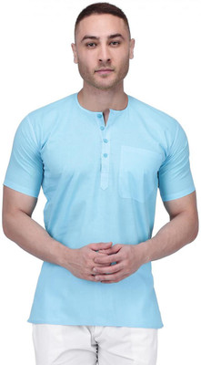 Rajubhai Hargovindas Men Solid Straight Kurta(Blue)