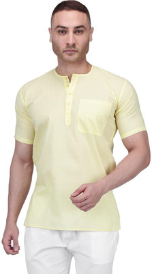 Rajubhai Hargovindas Men Solid Straight Kurta(Yellow)