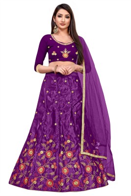 Bileshwar Creation Embroidered Semi Stitched Lehenga Choli(Purple)