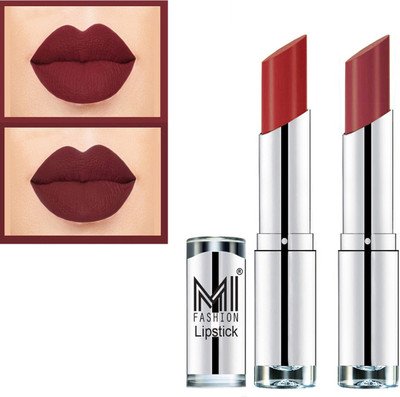 MI FASHION Rich Colors Cr�me Matte Smooth Lipstick Combo Made in India Long Lasting Set of 2 Code no 1447(Brown, Brown, 7 g)
