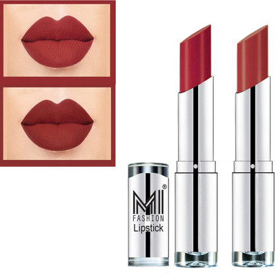 MI FASHION High Pigmented Bold Colors Lipsticks Cr�me Matte Combo Set of 2 Code no 706(Mauve, Brick Red, 7 g)