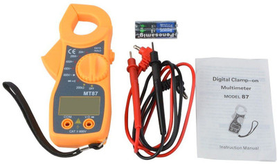 GoodsBazaar MT87 Mini Clamp Meter Electric Testing Measuring Instrument Hand Tool Power Tester Digital Multimeter(Yellow 2000 Counts)