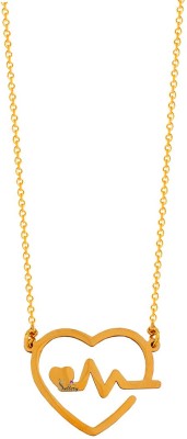Sullery Valentine Day Gift For Her Lifeline Pulse Heartbeat Pendant Gold-plated Plated Stainless Steel Necklace