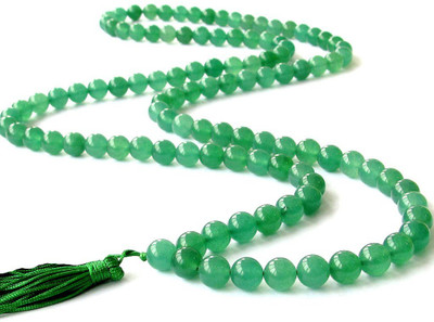 SONIRO Emerald Mala / Beads With Natural Panna Stone Astrological & Lab Certifiied Emerald Stone Chain