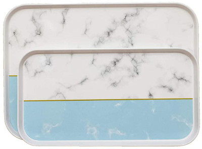St Stehlen Tray for Serving Set Kitchen/Coffee Table/Home Decor/Breakfast, Melamine (Blue, Set of 2) Tray(2 Tray)