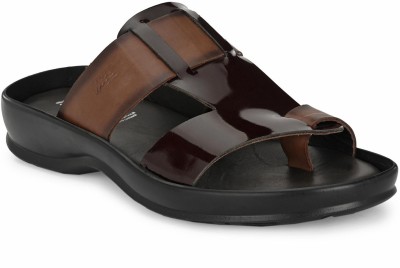 Hitz Brown Leather Toe Ring Comfort Slippers Men Sandals(Brown , 7)