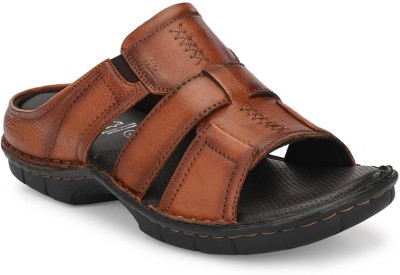 Hitz Tan Leather Open Toe Comfort Slippers Men Tan Sandals