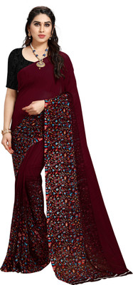 ANAND Printed Daily Wear Georgette Saree(Brown)