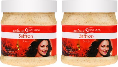 GEMBLUE BIOCARE Saffron Face and Body Scrub Enriched With Kesar and Wheat germ Oil, Suitable All Skin Types,500ml each, PACK OF 2 Scrub(1000 ml)