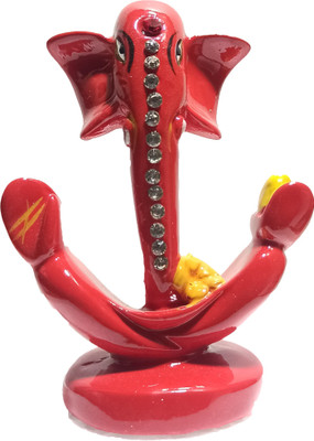 S A Gifts Lord Ganesha | Cardboard ganesha | Ganpati murti | Showpiece for Home and office | Washable Figurine Decorative Showpiece  -  8 cm(Polyresin, Red)