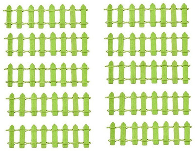 P s retail Fence Miniatures for Fairy Garden Ornamental Decorative Fencing- Green-(10 pcs/Set) Decorative Showpiece  -  3 cm(Wood, Green)