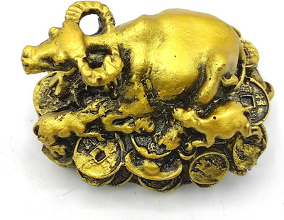 Plus Value Feng Shui Wish Cow Expert Recommended Fengshui Items & Products (3 Inch, Fiber, Gold Painted) Decorative Showpiece  -  5 cm(Polyresin, Gold)