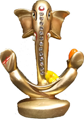 S A Gifts Lord Ganesha | Cardboard ganesha | Ganpati murti | Showpiece for Home and office | Washable Figurine Decorative Showpiece  -  8 cm(Polyresin, Gold)
