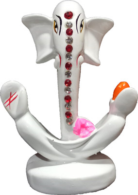 S A Gifts Lord Ganesha | Cardboard ganesha | Ganpati murti | Showpiece for Home and office | Washable Figurine Decorative Showpiece  -  8 cm(Polyresin, White)