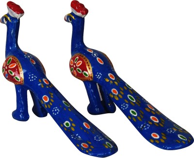 DreamKraft Handcrafted Peacock Showpiece (Set of 2, Blue) Decorative Showpiece  -  8.2 cm(Paper Mache, Blue)