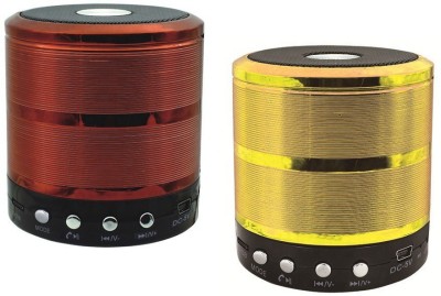 RPMSD PACK OF 2 Portable MP3 Player Metal speaker Wireless Mini ws887 5 W Bluetooth Speaker(Red, Gold, Stereo Channel)