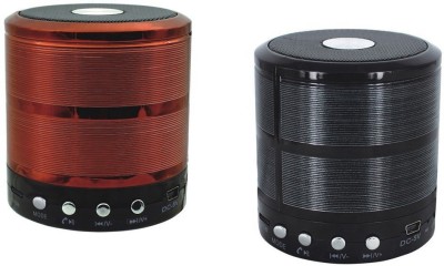 RPMSD PACK OF 2 Portable MP3 Player Metal speaker Wireless Mini ws887 5 W Bluetooth Speaker(Red, Black, Stereo Channel)