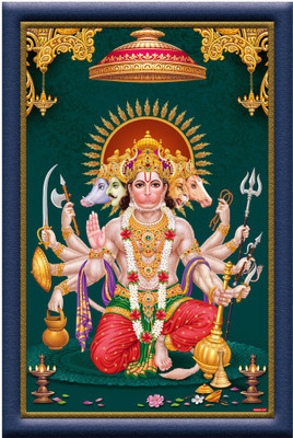 zocket 45 cm Panchamukhi Hanuman Ji Sparkle Lamination Sticker Self Adhesive Sticker(Pack of 1)