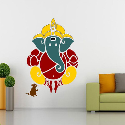 EJAart 90 cm EJA Art Ganesh Ji Multicolor Wall Decal Reusable Sticker(Pack of 1)