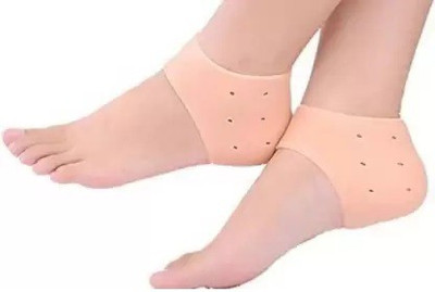 PRAGTI Anti Crack Heel Socks Gel Heel Socks Protector for Cracked Heels Heel Support(Beige)