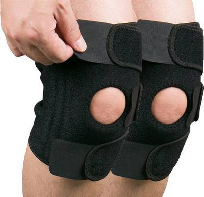 Leosportz (pack of 2) Indian neoprene fabric Knee Cap Knee Support (Free Size, Black) Knee Support(Black)