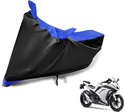 MOCKHE Two Wheeler Cover for Kawasaki(Ninja 300, Black, Blue)