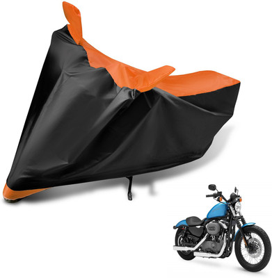 MOCKHE Two Wheeler Cover for Harley Davidson(XL 1200, Black, Orange)