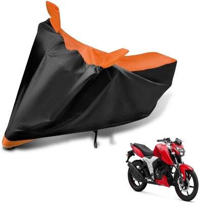 MOCKHE Two Wheeler Cover for TVS(Apache RTR 160 4V, Black, Orange)