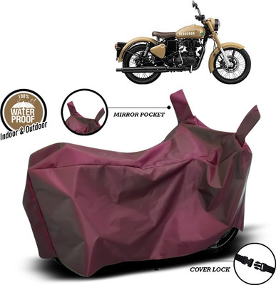 ANTHUB Waterproof Two Wheeler Cover for Royal Enfield(Classic 350 Signals, Maroon)