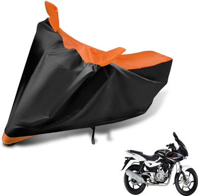 Auto Hub Two Wheeler Cover for Bajaj(Pulsar 220 DTS-i, Black, Orange)