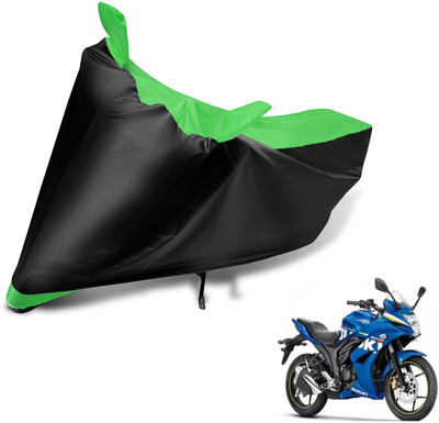 MOCKHE Two Wheeler Cover for Suzuki(Gixxer SF, Black, Green)