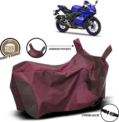 ANTHUB Waterproof Two Wheeler Cover for Yamaha(R15 V3, Maroon)
