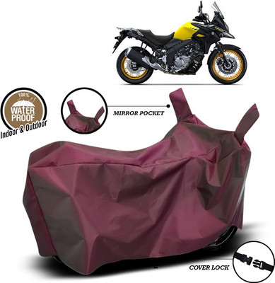 SEBONGO Waterproof Two Wheeler Cover for Suzuki(V Strom 650, Maroon)